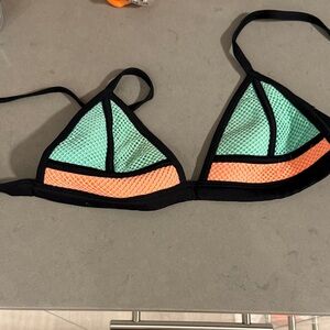 Stylish Black and Green Bikini Top